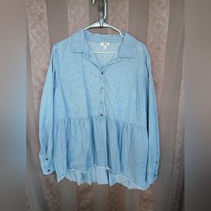 💎 True Craft Women's Chambray Paint Splatter Blouse